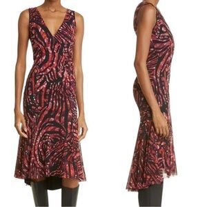 NEW Fuzzi Abito Ruched Sleeveless A-Line Dress Passion V-Neck Faux Wrap Sz M